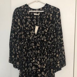 Dôen Zinnia Dress NWOT Black Scroll Print XS